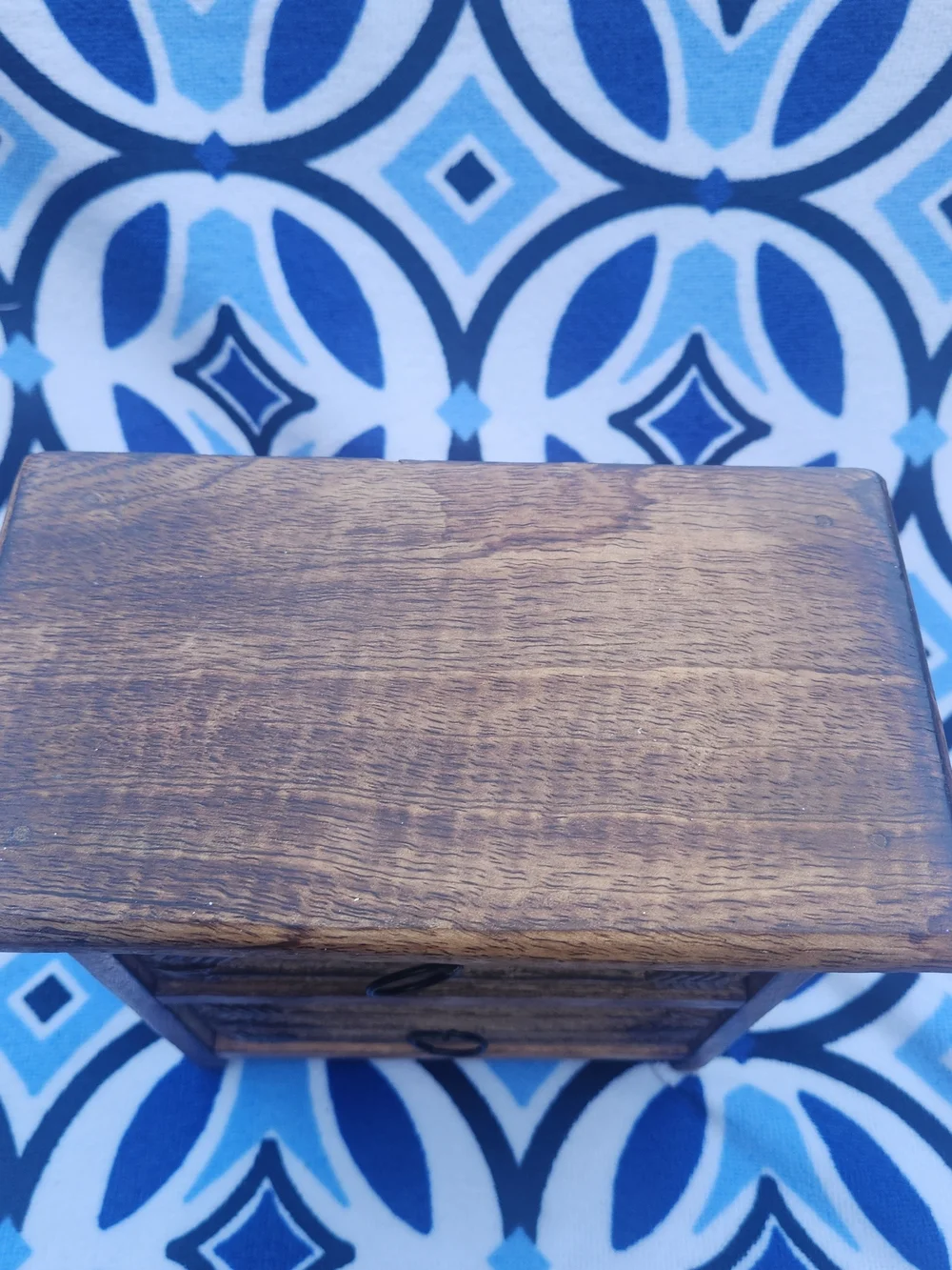 Mini Wooden Dresser Top Chest 2 Drawer Rustic Carved Arrow Jewelry Organizer